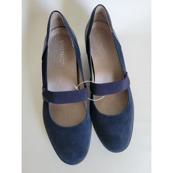 Vionic Women Judy Orthotic blue Mary Jane size 7.5 New Wedge Comfort Slip On - Picture 4 of 9
